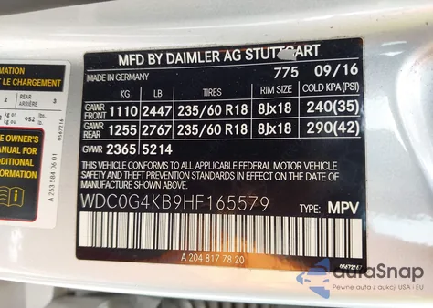 2017 Mercedes-Benz Glc 300 4Matic from USA, damaged, VIN WDC0G4KB9HF165579